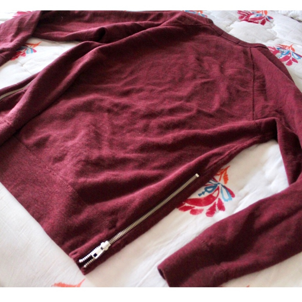 J. Crew Maroon Sweater w/ Zipper sides